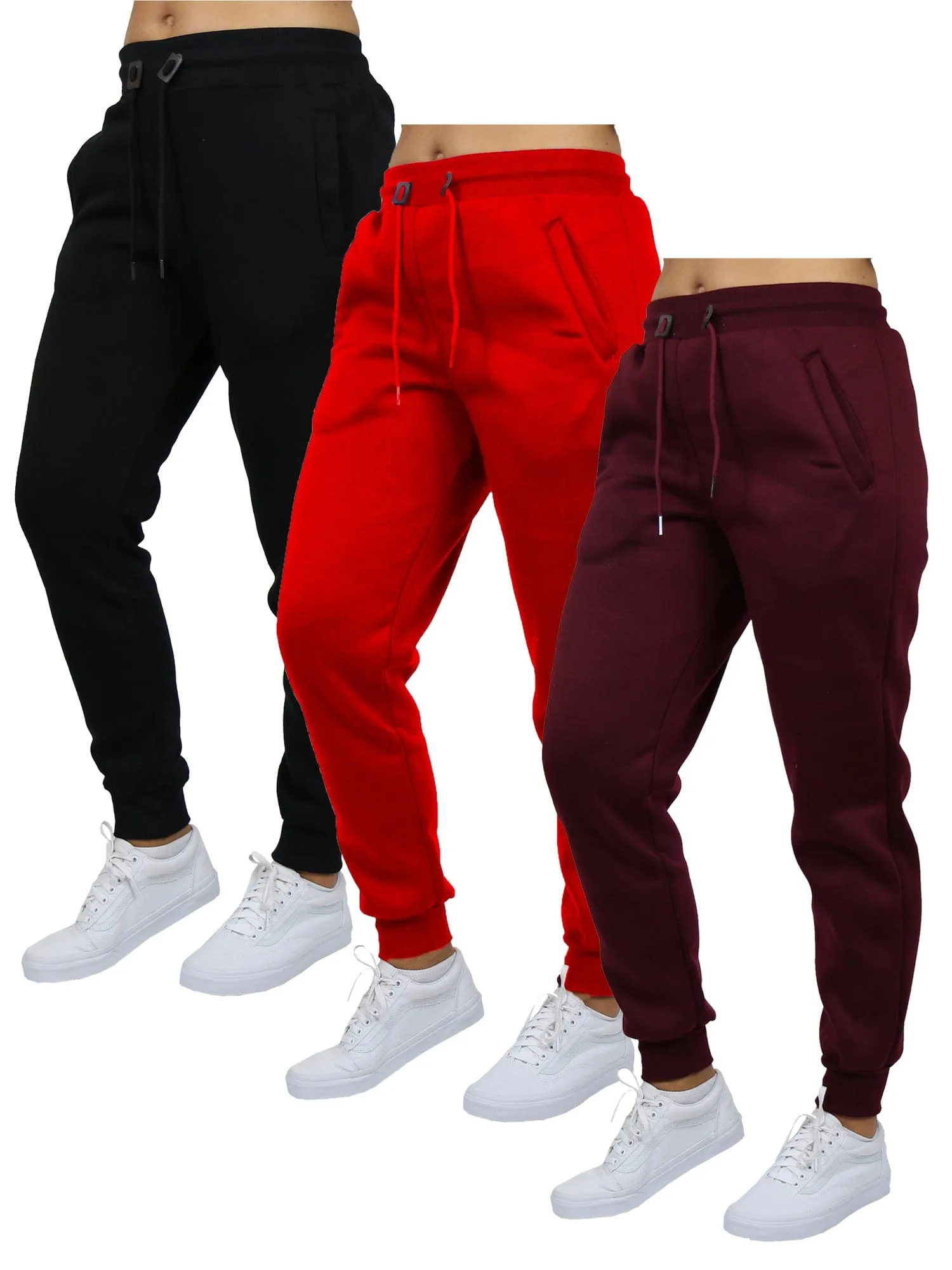 [3-Pack] Women's Loose-Fit Fleece Jogger Sweatpants