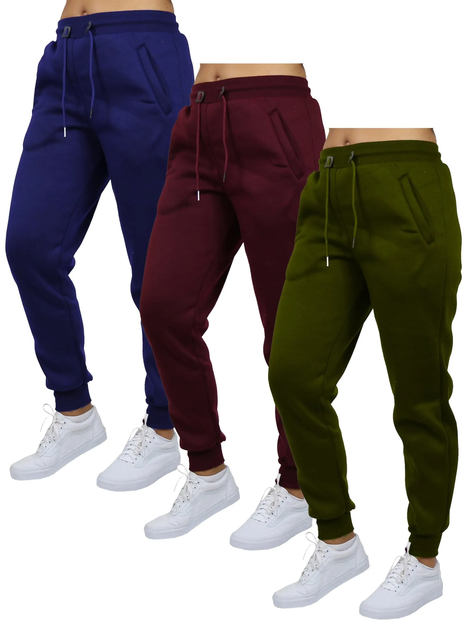 [3-Pack] Women's Loose-Fit Fleece Jogger Sweatpants