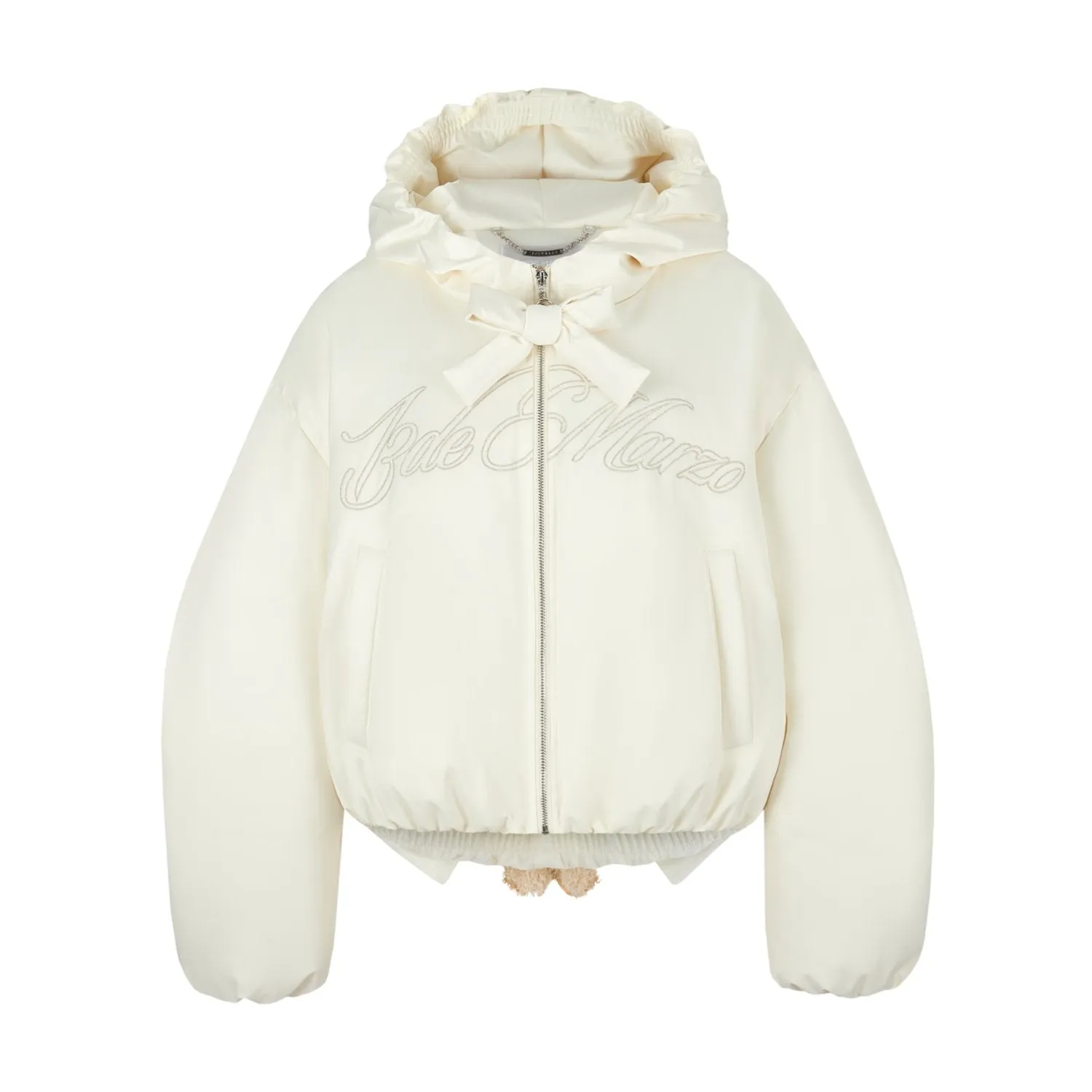 Bear A Bow Silky Down Jacket In Whte