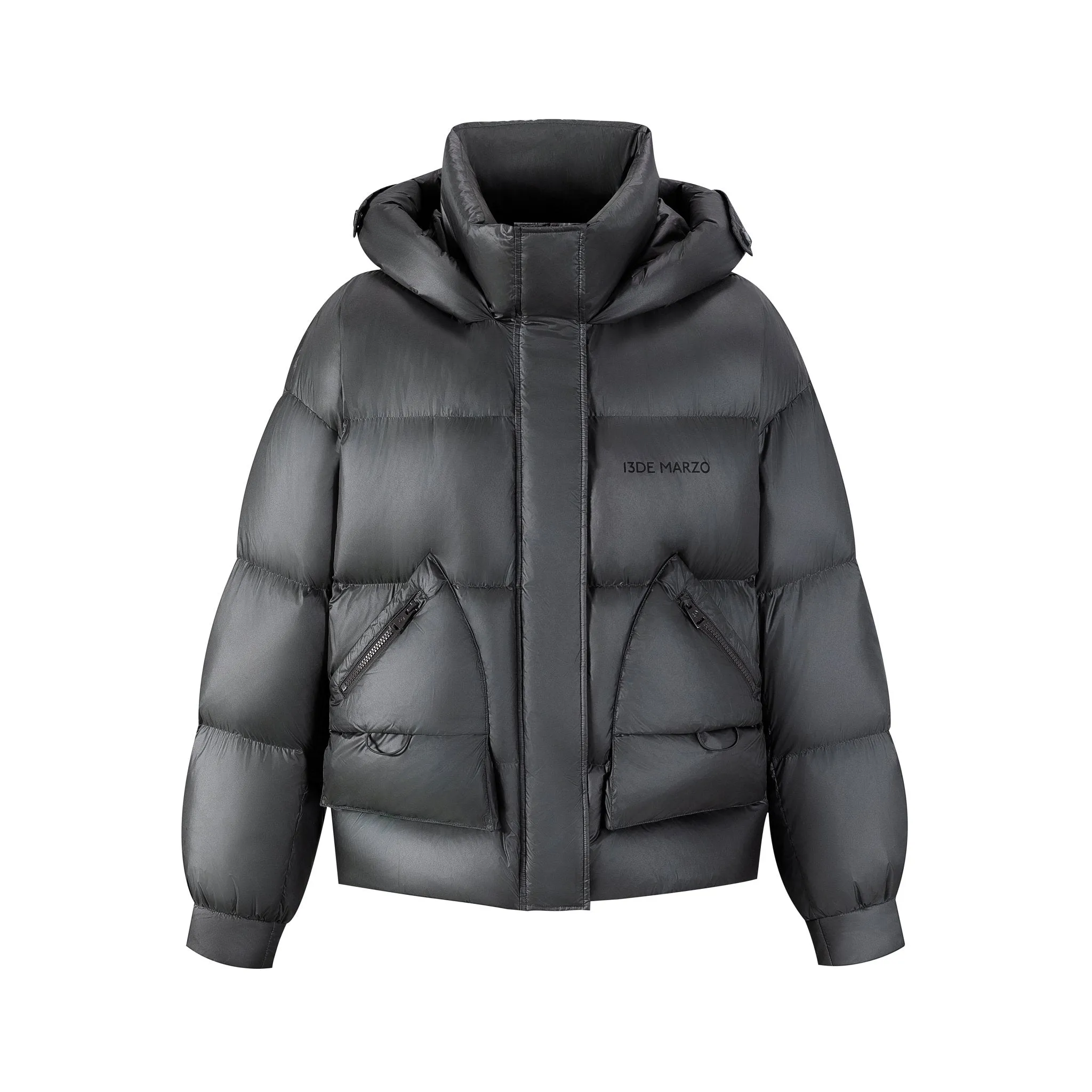 Bear Embossment Down Jacket In Gray