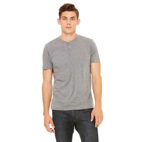 Bella   Canvas Men's Grey Triblend Short-Sleeve Henley