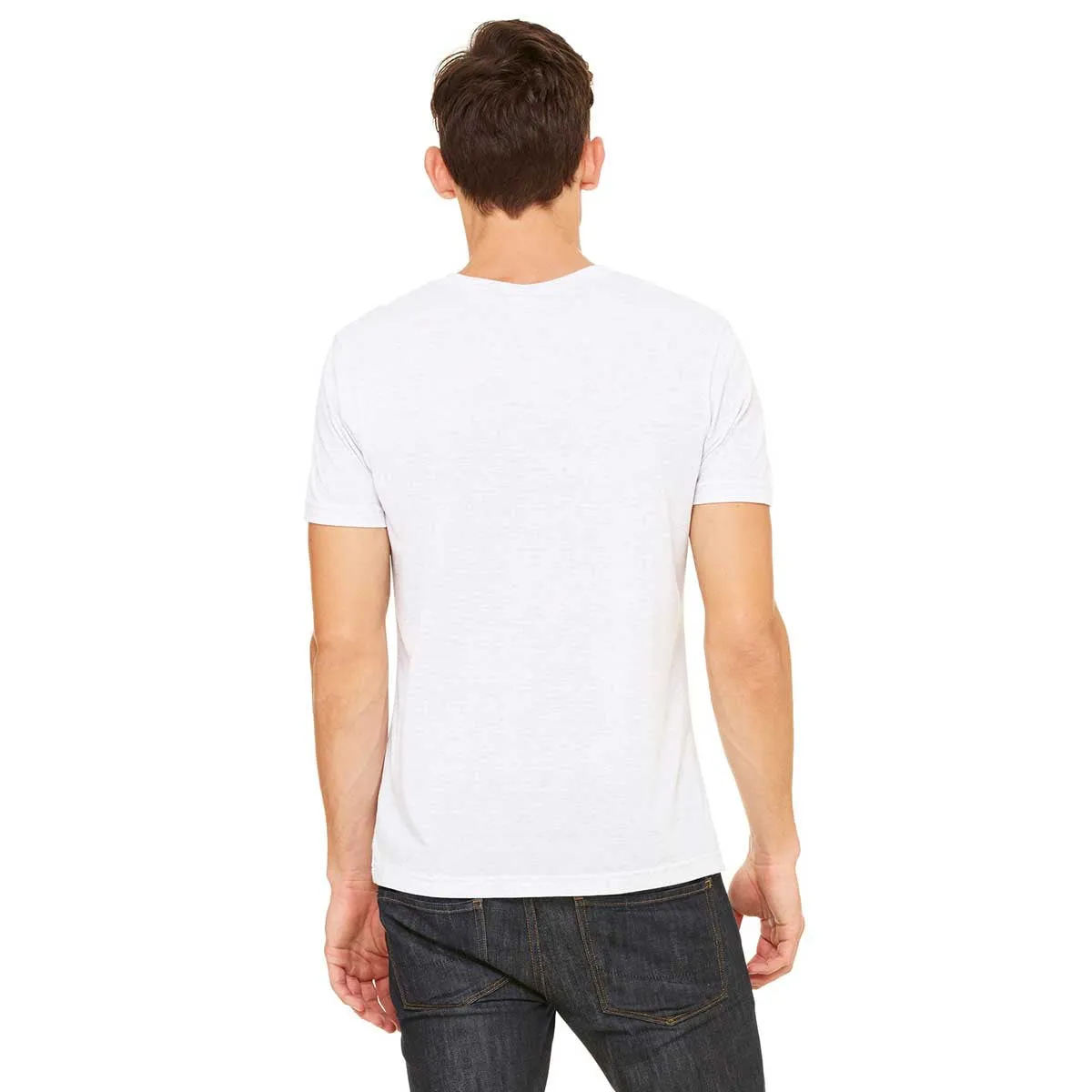 Bella   Canvas Men's White Fleck Triblend Short-Sleeve Henley