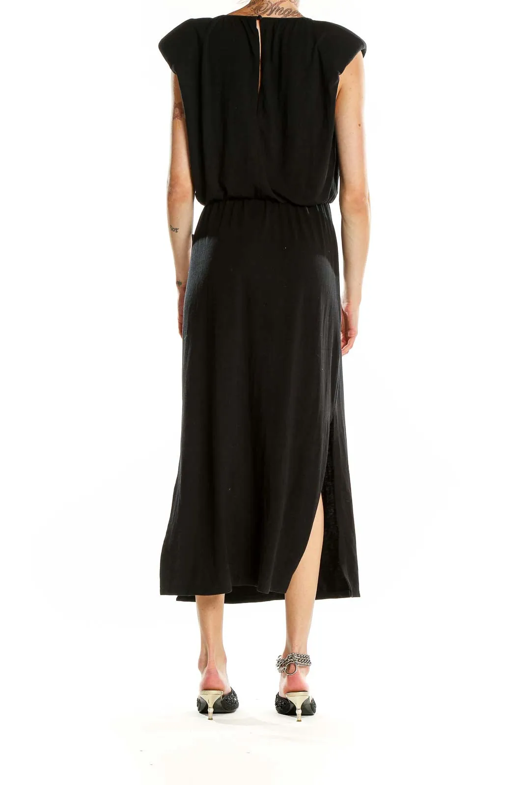 Black Elegant Maxi Dress with Side Slit