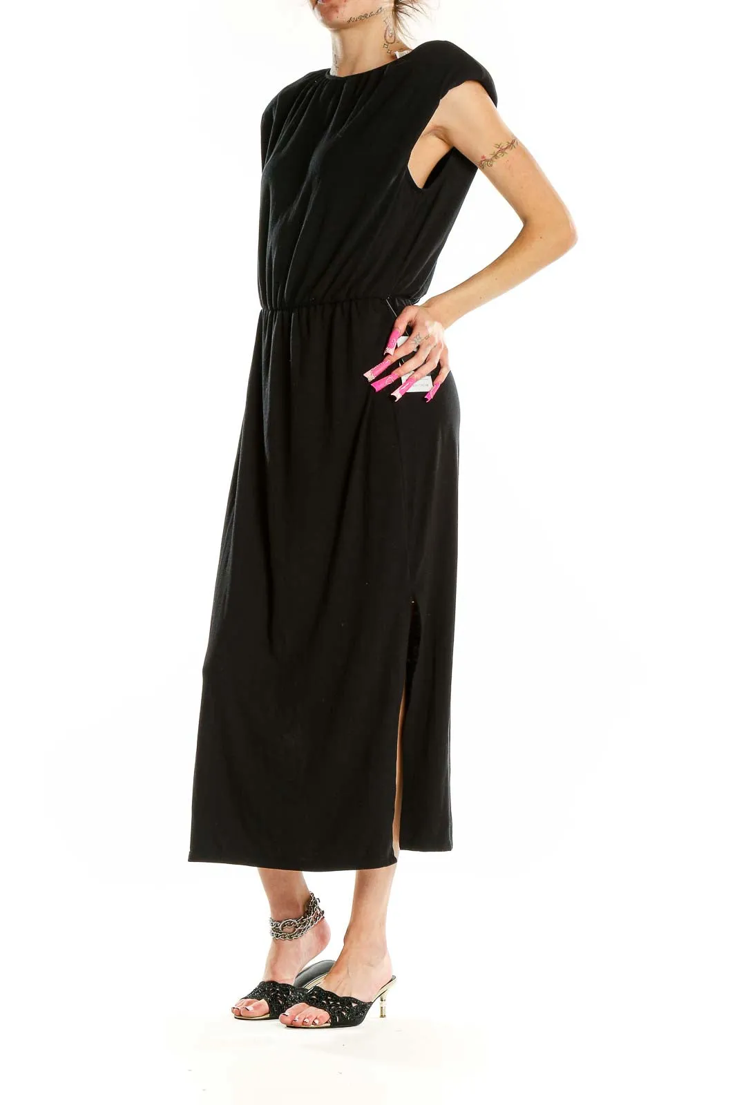 Black Elegant Maxi Dress with Side Slit