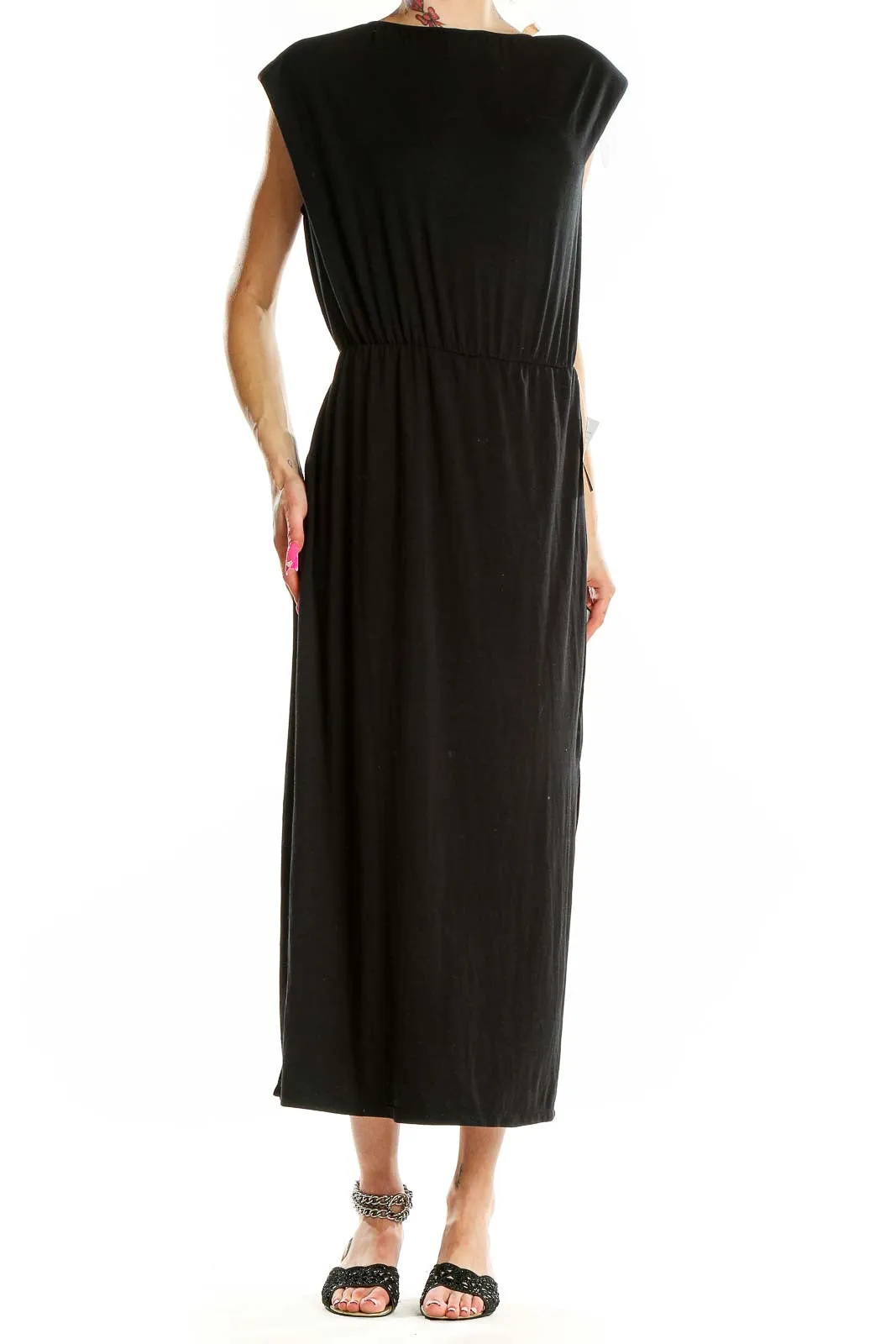 Black Elegant Maxi Dress with Side Slit