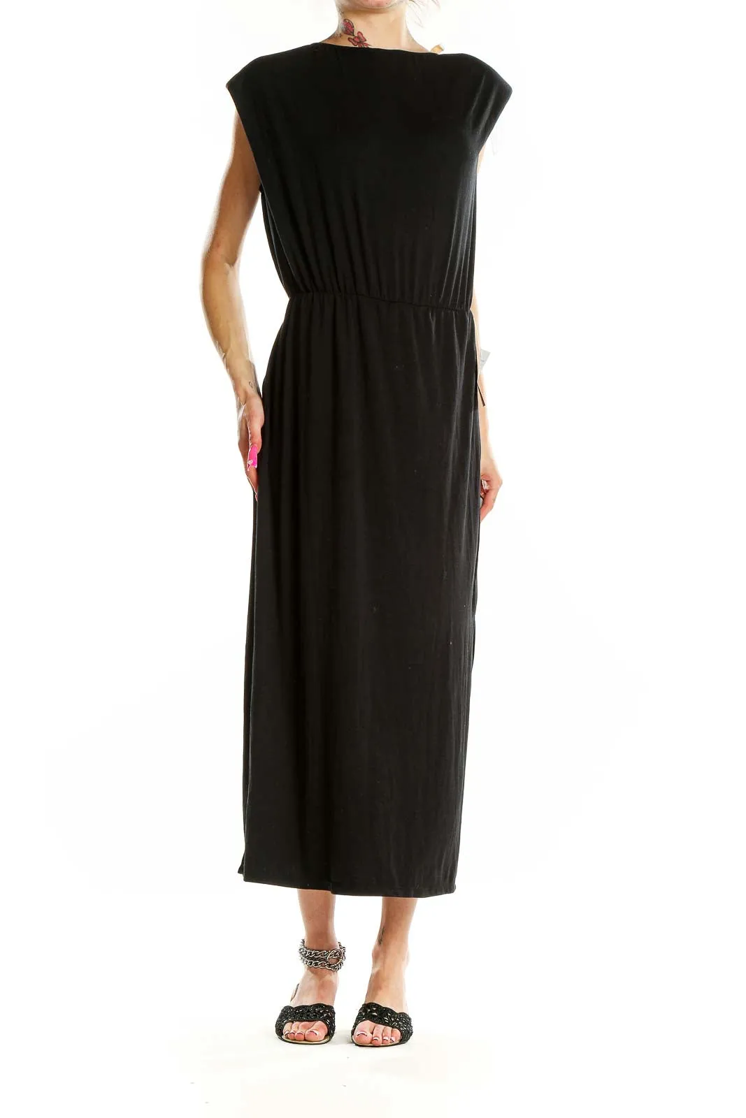 Black Elegant Maxi Dress with Side Slit