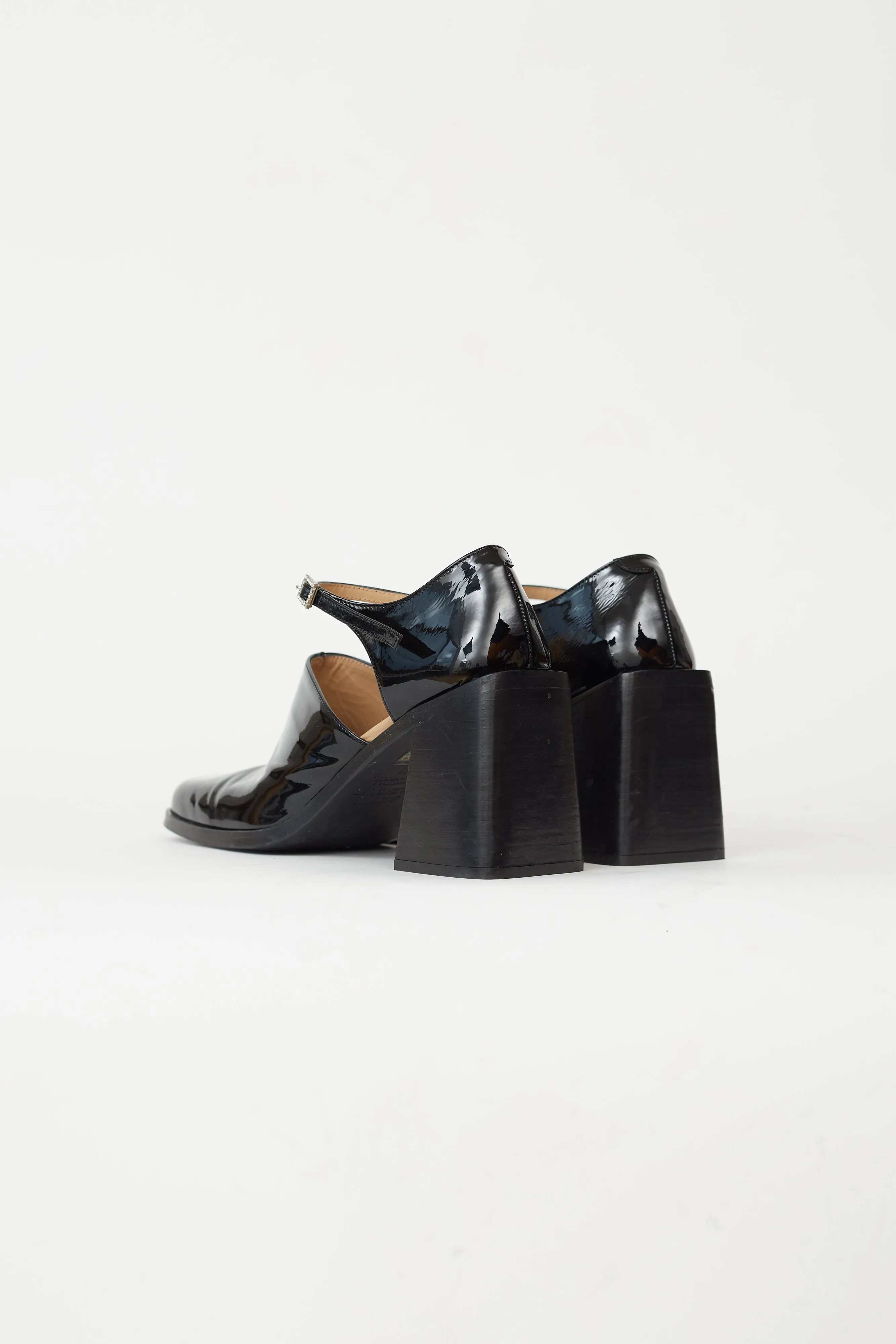 Black Patent Leather & Swarovski Crystal Pin-Buckle Kate Heel