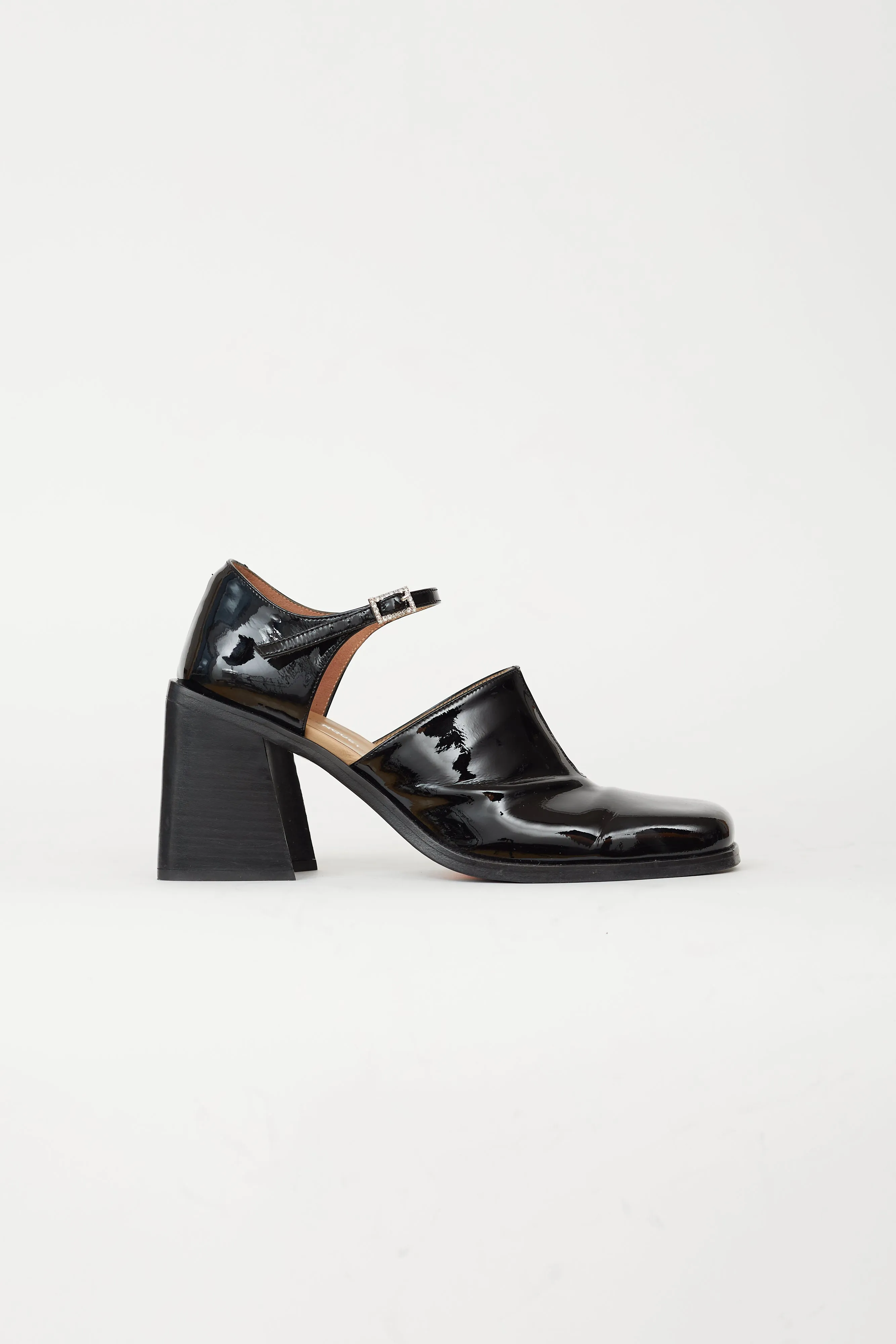 Black Patent Leather & Swarovski Crystal Pin-Buckle Kate Heel