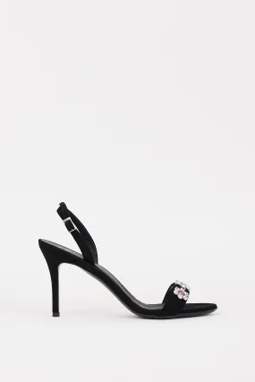 Black Suede & Multi Crystal Slingback Heel