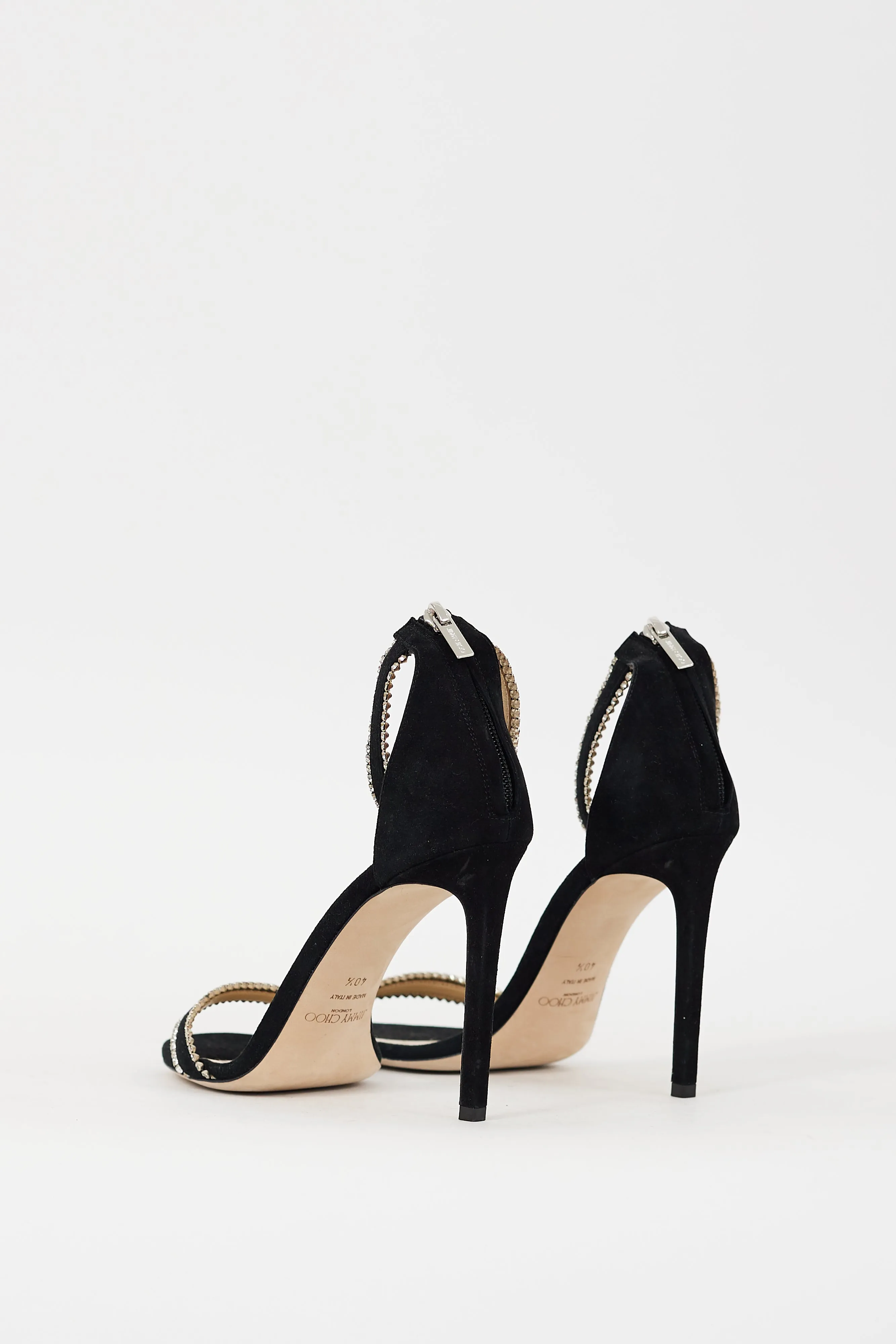 Black Suede Crystal Trimmed Dochas 100 Heel