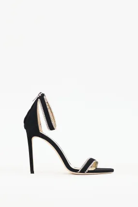 Black Suede Dochas 100 Embellished Heel