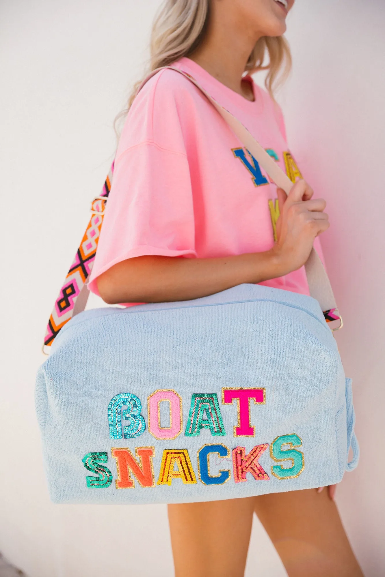 BOAT SNACKS SEQUINED LARGE TERRY CLOTH BAG