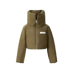 Brown Super-High Collar Down Jacket