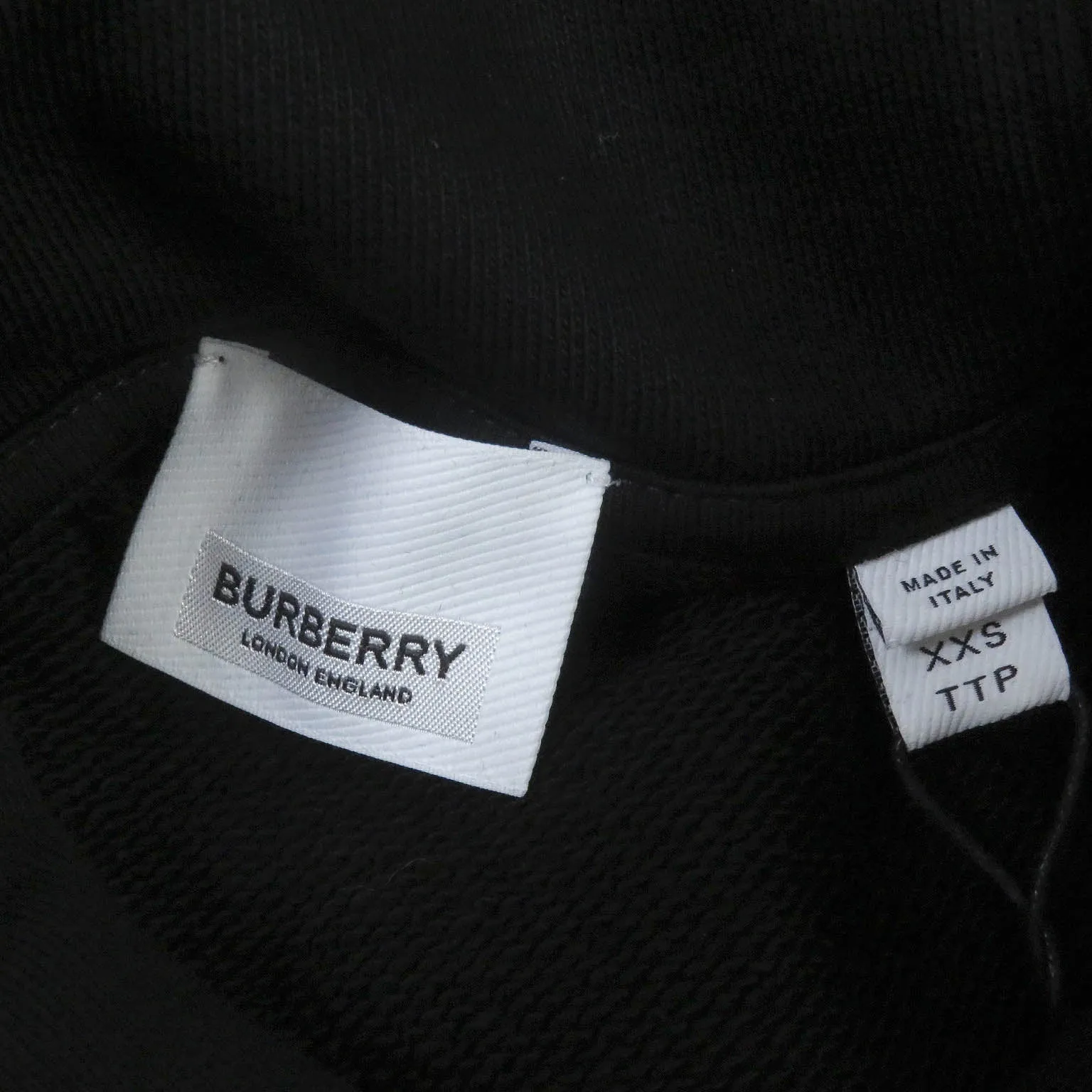 Burberry Cotton Pullover Hoodie Black XXS