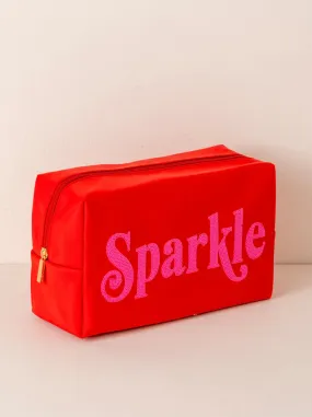 Cara "Sparkle" Large Cosmetic Pouch in Red