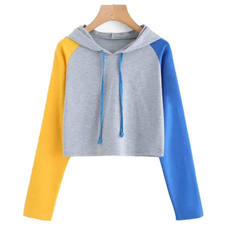 Casual Pullover Drawstring Loose Crop Hoodie