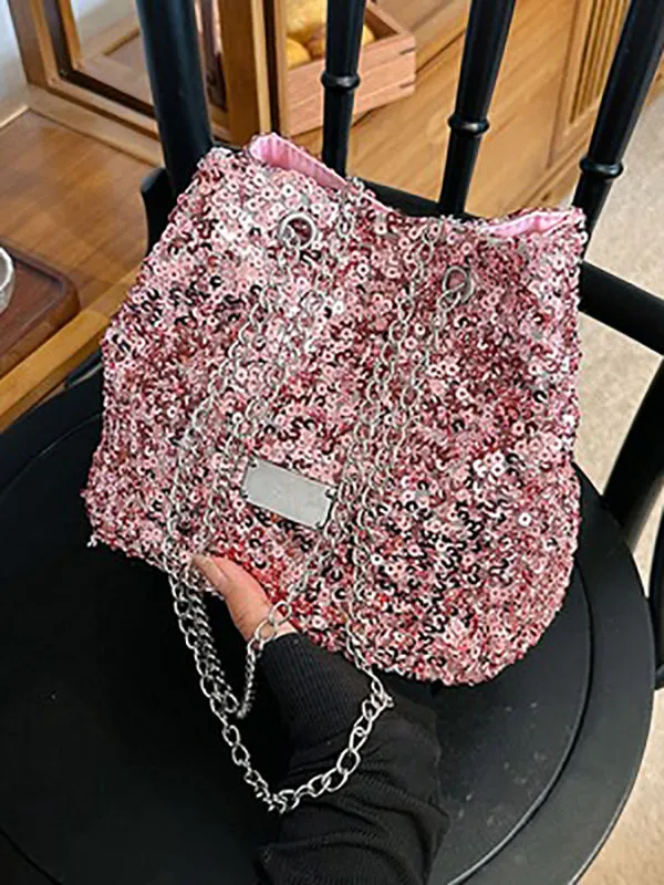 Chains Drawstring Sequined Bags Crossbody Bags Handbags