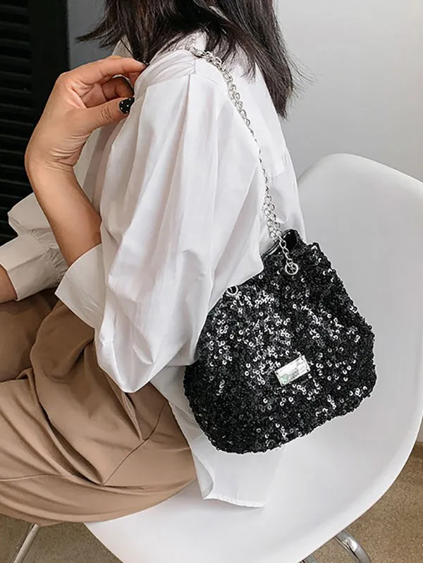 Chains Drawstring Sequined Bags Crossbody Bags Handbags