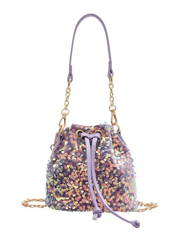 Chains Drawstring Sequined Crossbody Bags