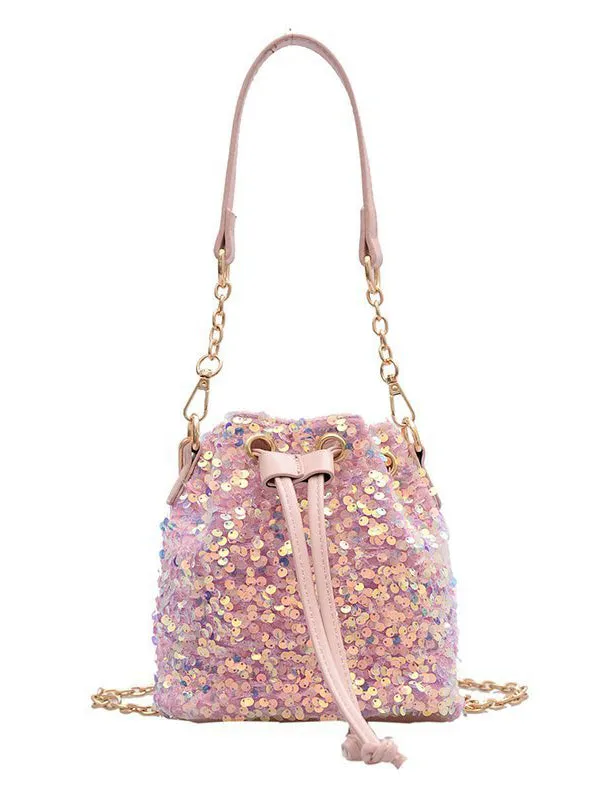 Chains Drawstring Sequined Crossbody Bags