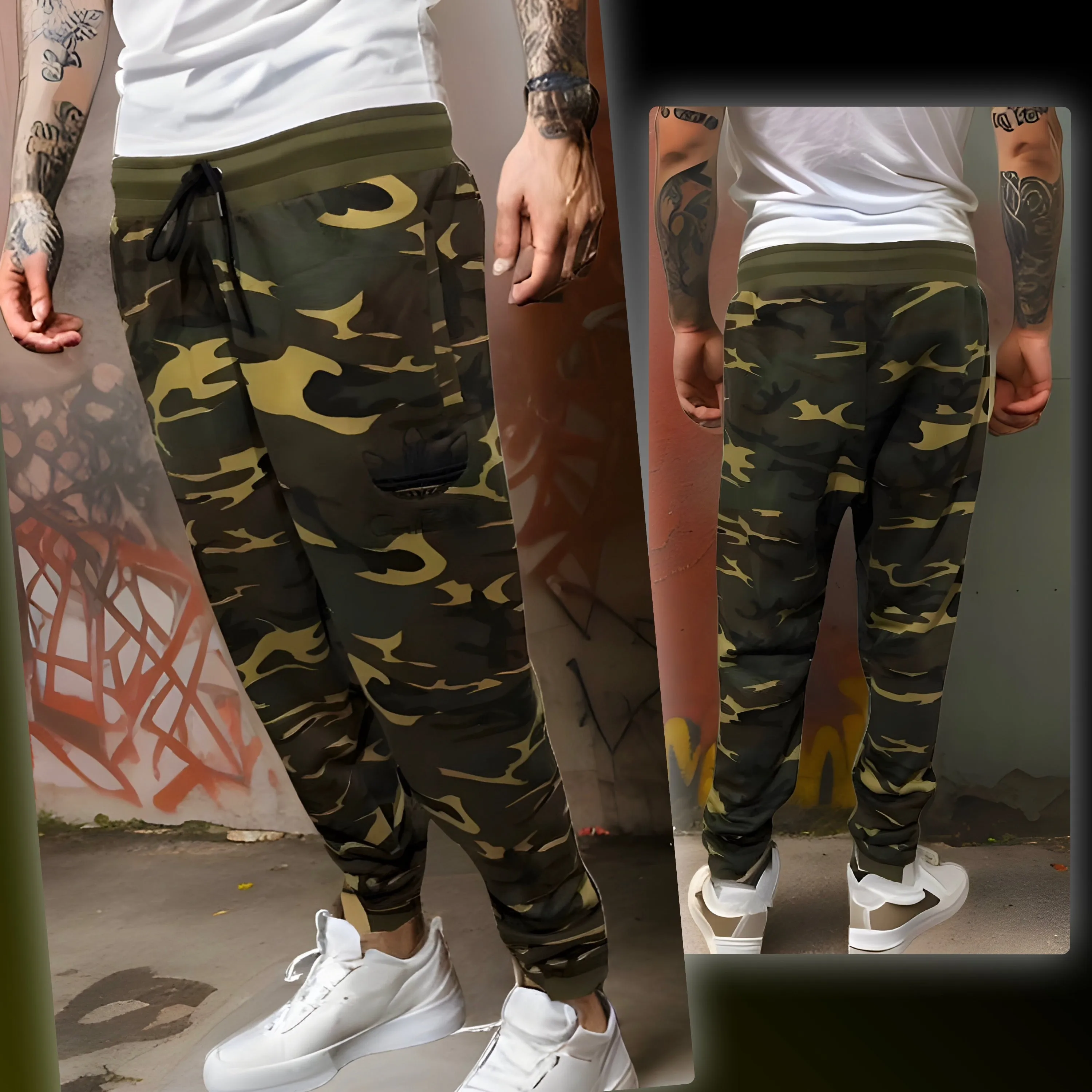 ^CHIEFIN’^ ~ADI-FEATHER~ (MILITARY CAMOUFLAGE) EMBROIDERED JOGGER SWEATPANTS