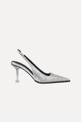 Eiffel Crystal Heels - Silver