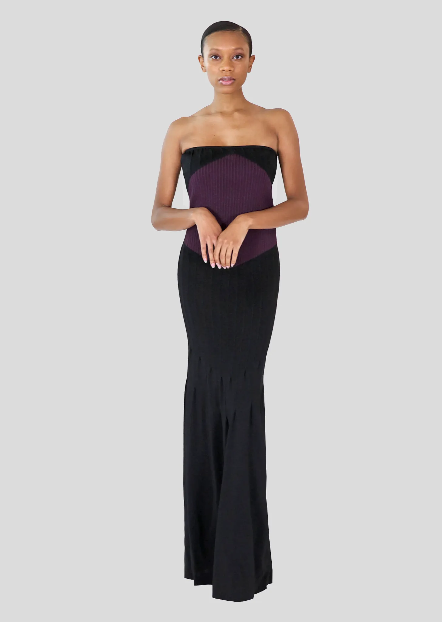 Emeline – Strapless Metallic Pleated Gown