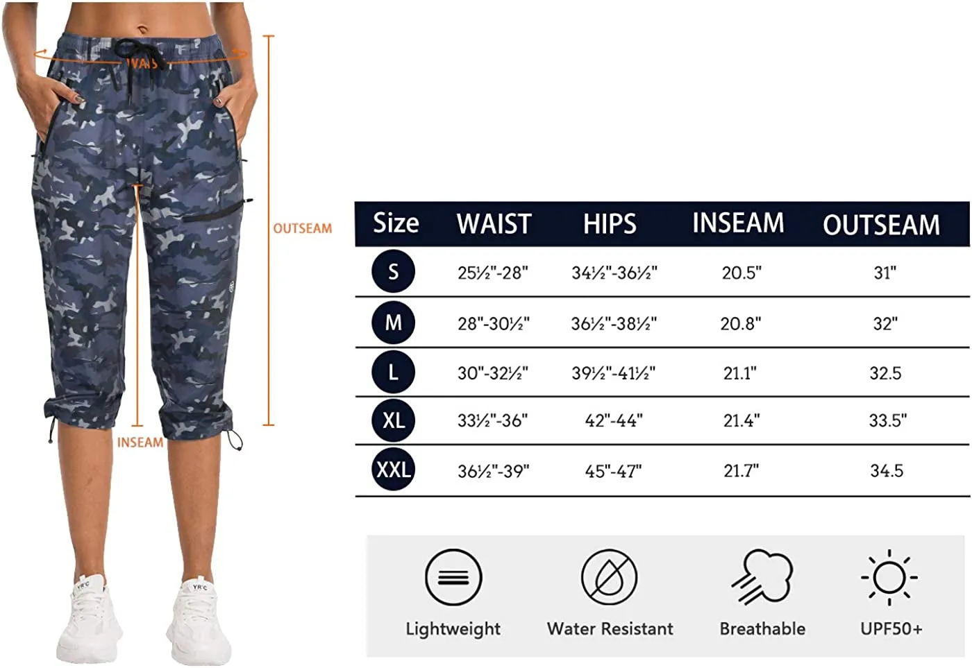 FashionSierra - Hiking Capris Pants Outdoor Quick Dry Cargo Cropped Pants