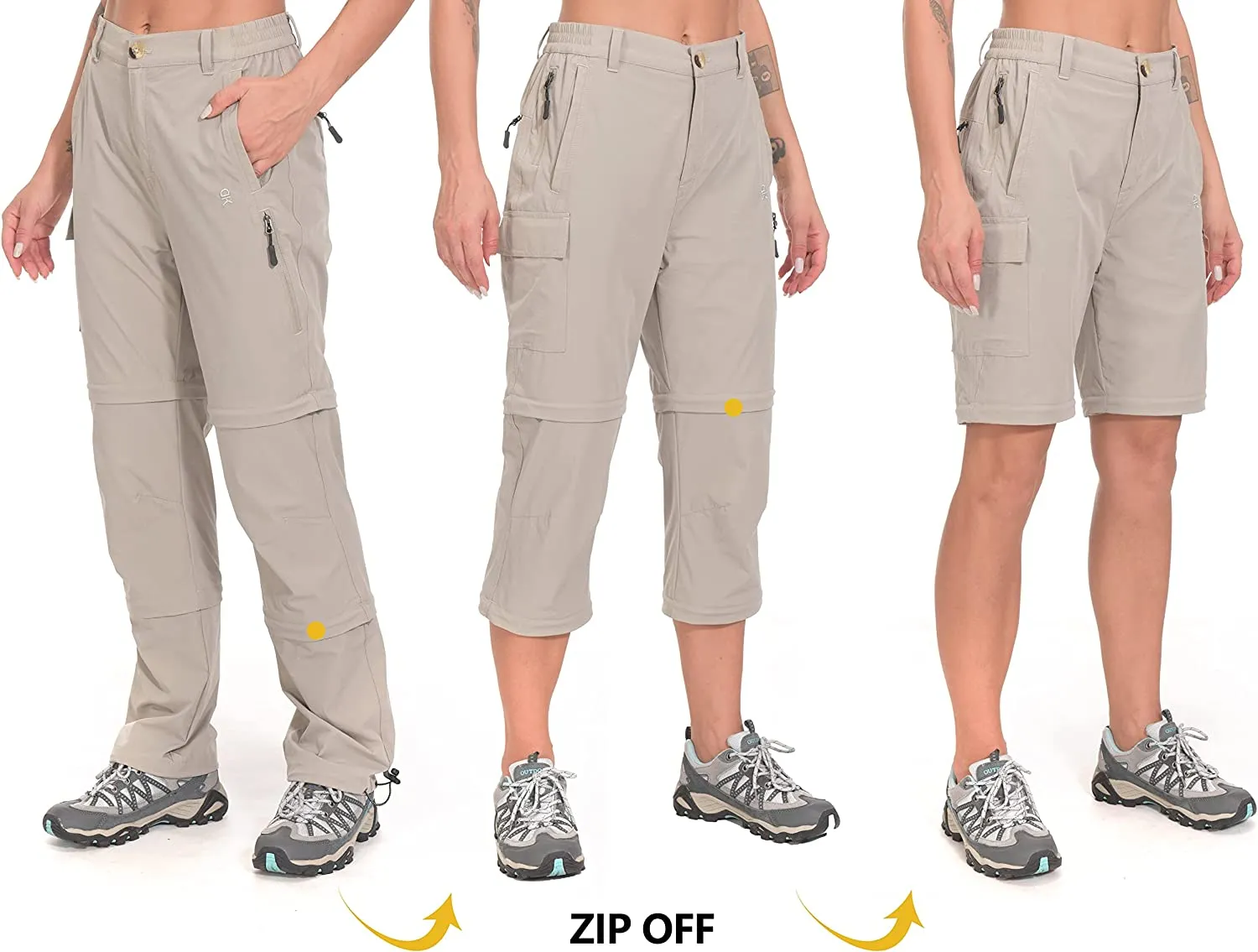 FashionSierra - Women's Stretch Convertible Pants Zip-Off Quick-Dry Hiking Pants