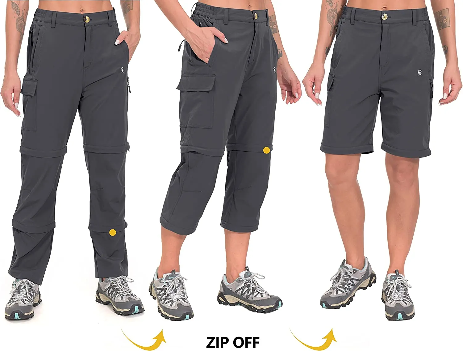 FashionSierra - Women's Stretch Convertible Pants Zip-Off Quick-Dry Hiking Pants