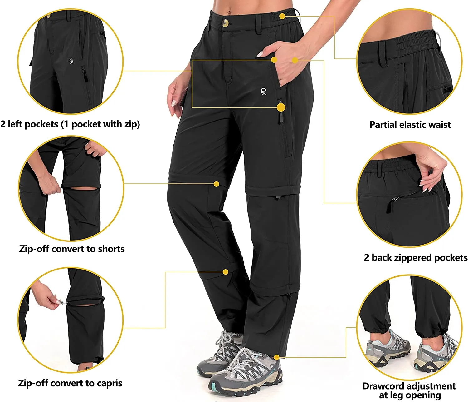 FashionSierra - Women's Stretch Convertible Pants Zip-Off Quick-Dry Hiking Pants