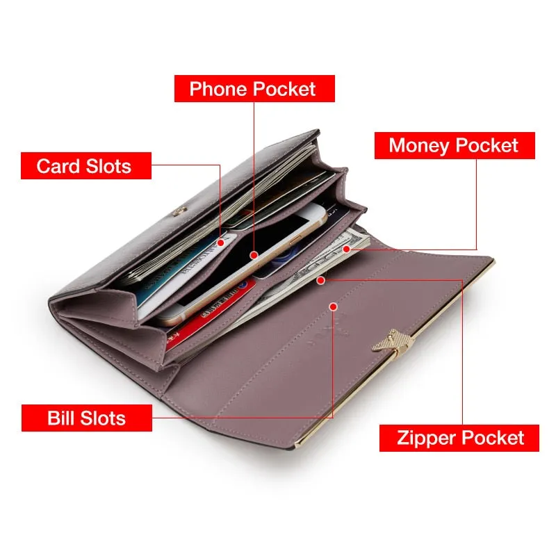 FOXER Brand Women Split Leather Wallets Female Clutch Bag Fashion Coins Card Holder Luxury Purse for Ladies Women&#39;s Long Wallet