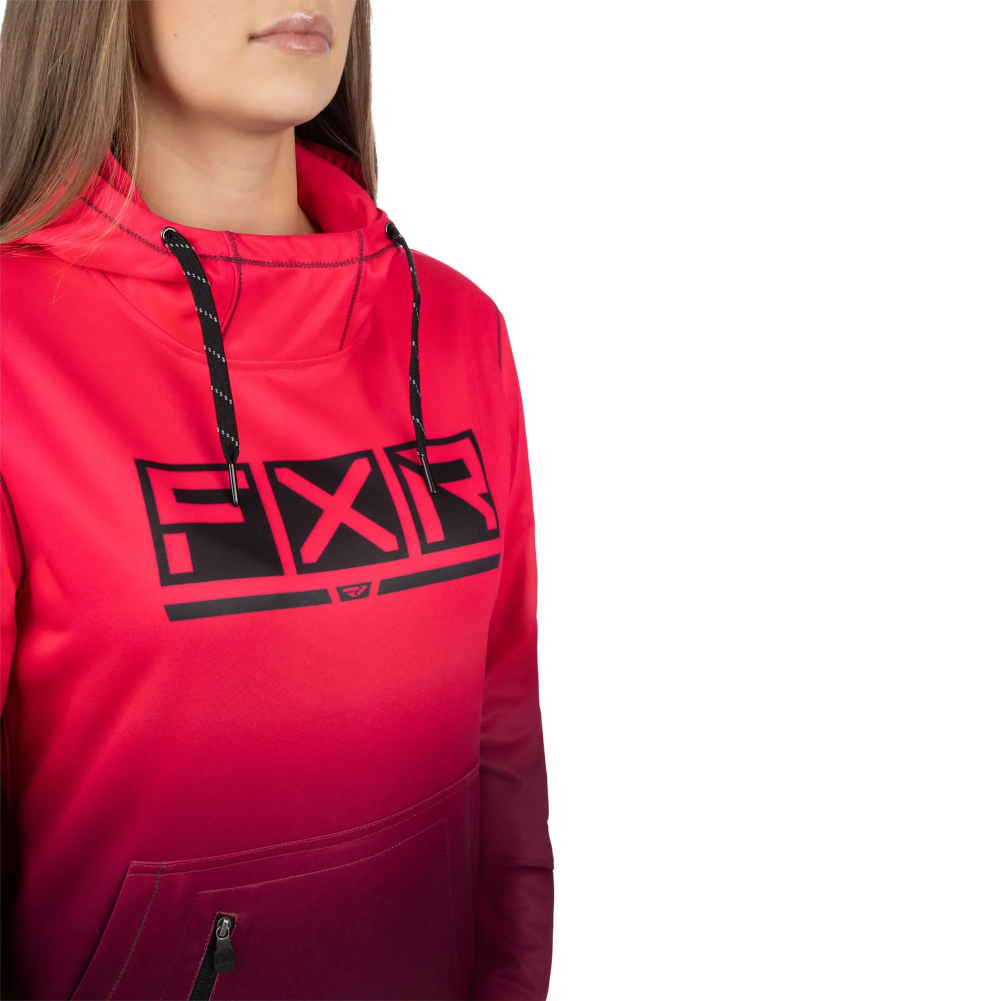 FXR Podium Tech Pullover Hoodie Razz-Merlot Fade Pink