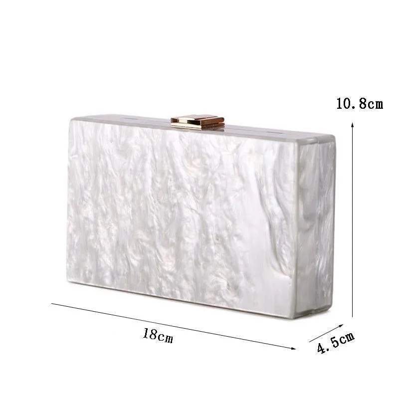 Gnirue New Wallet Fashion Women Messenger Bags Elegant Pearl Acrylic Clutch Vintage Woman Party Pure White Shoulder Evening bag