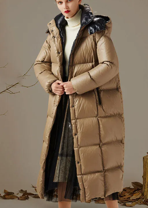 Handmade Khaki Button Pockets fashion Winter Duck Down coat