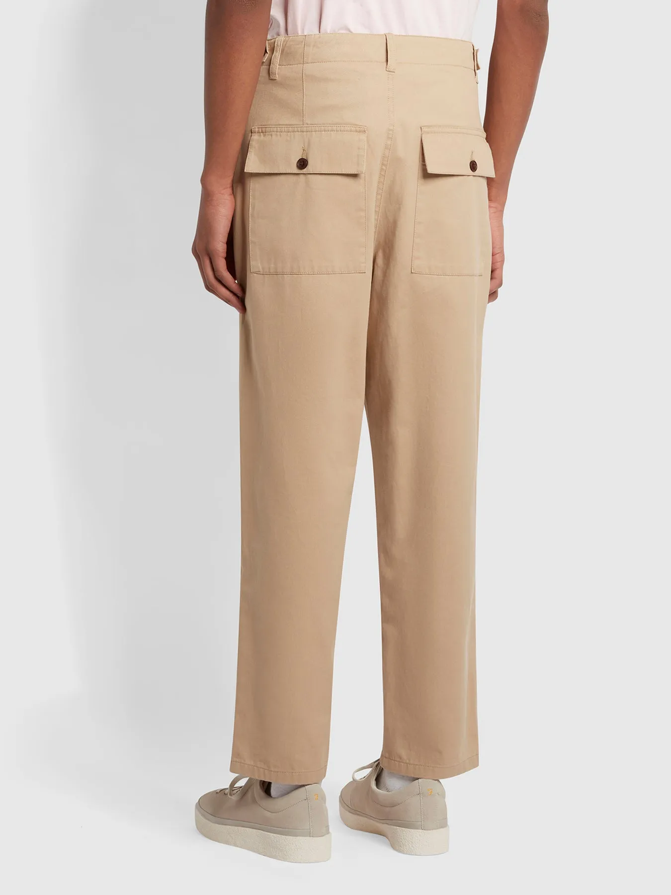 Hawtin Relaxed Tapered Fit Trousers In Light Sand