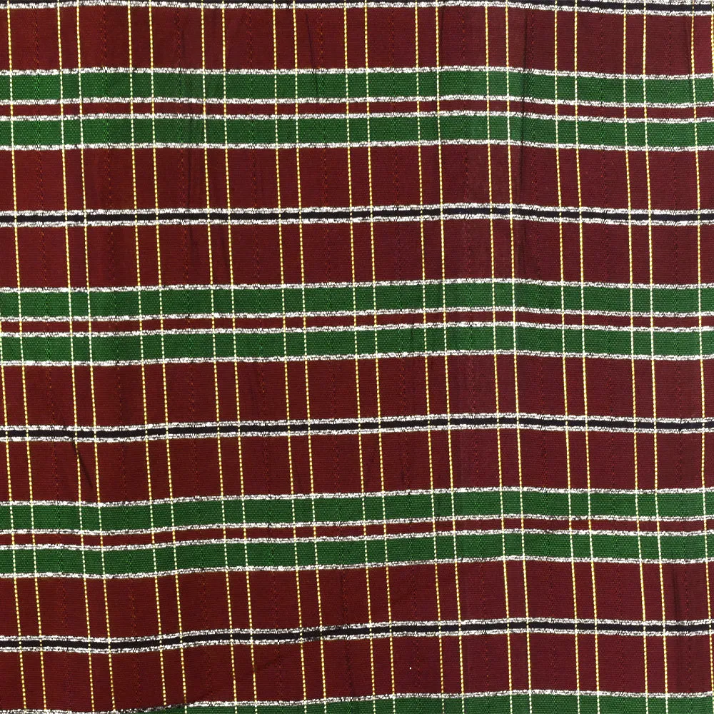 Holiday Red-Green-Multi Plaid Metallic Taffeta Woven Fabric