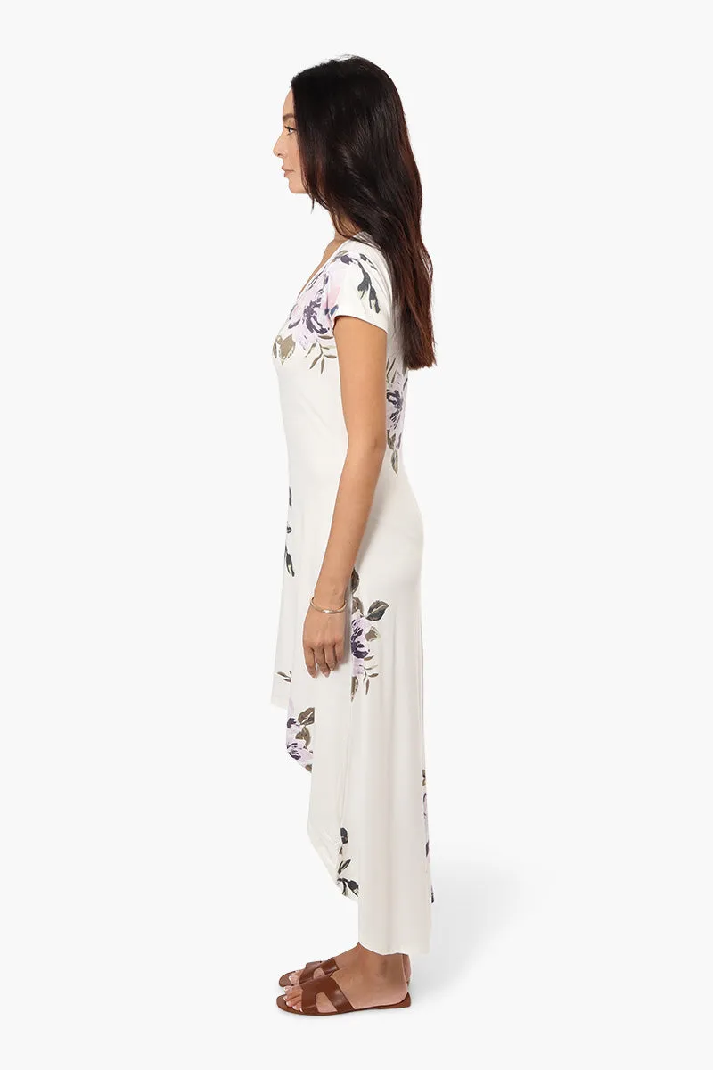 International INC Company Floral High Low Maxi Dress - White