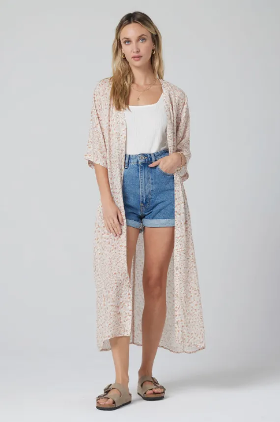 Long Line Spotted Coral Kimono