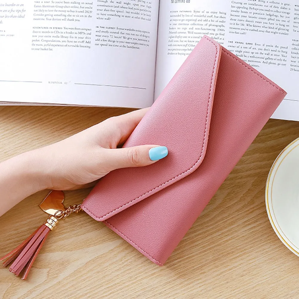 Luxury Designer Women Wallets 2021 Trendy Heart-shaped Long Clutch Bag Pendant Wallet Multifunctional Lychee Pattern Coin Purse