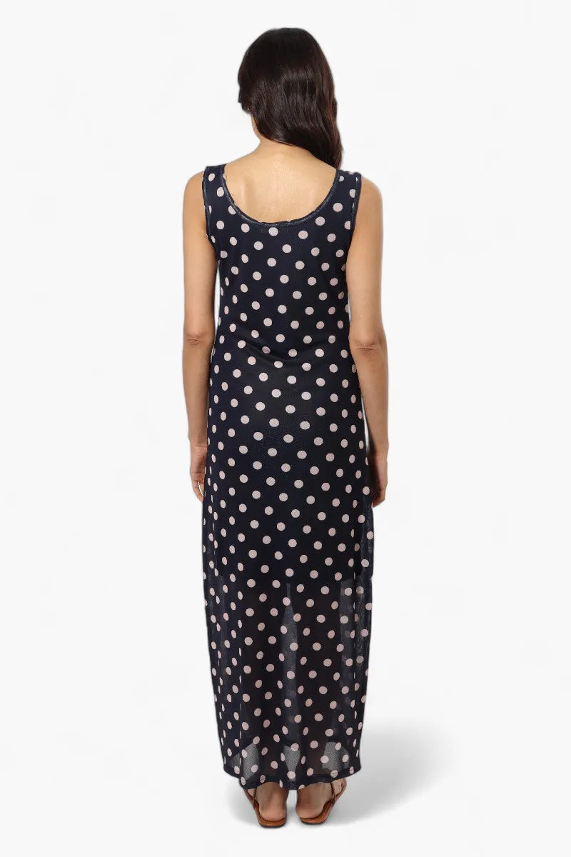 Majora Polka Dot Pattern Maxi Dress - Navy