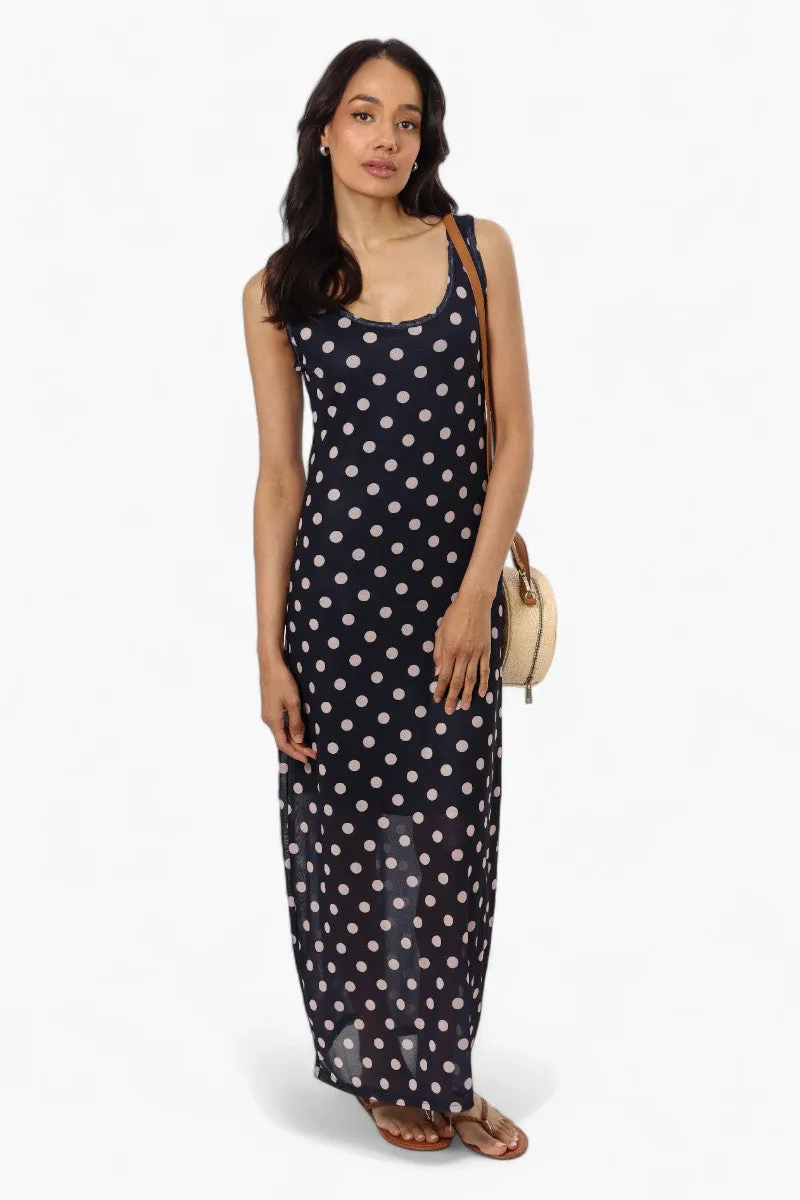 Majora Polka Dot Pattern Maxi Dress - Navy