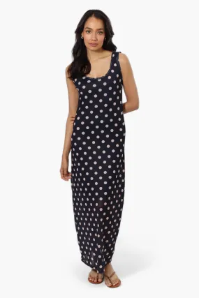 Majora Polka Dot Pattern Maxi Dress - Navy