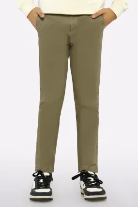 Medium Brown Cotton Chinos For Boys