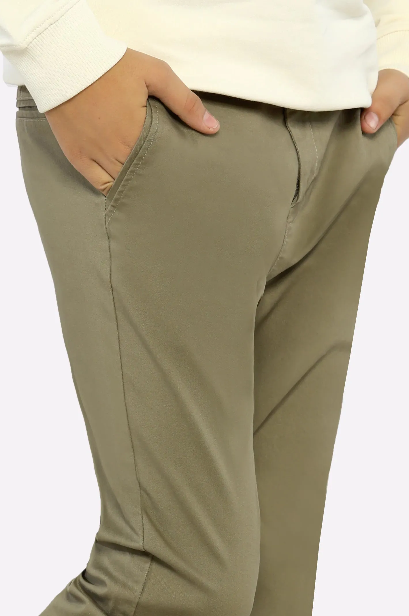 Medium Brown Cotton Chinos For Boys