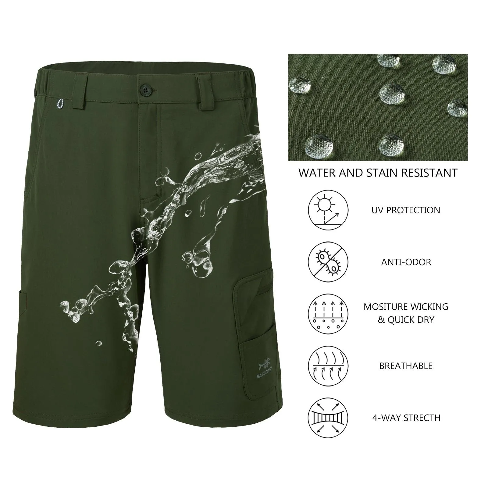 Men's UPF 50  10.5” Cargo Shorts Quick Dry Water Resistant FP01M