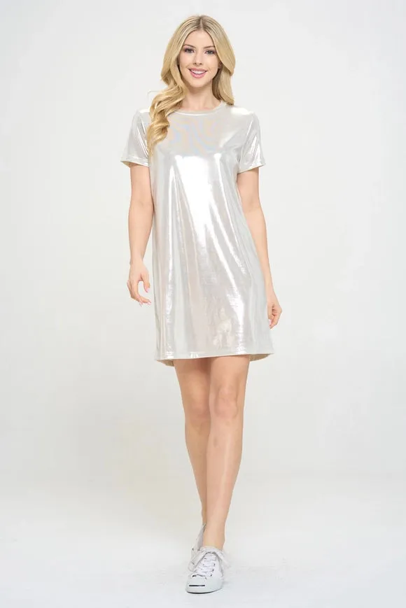 Metallic Short Sleeve Dress