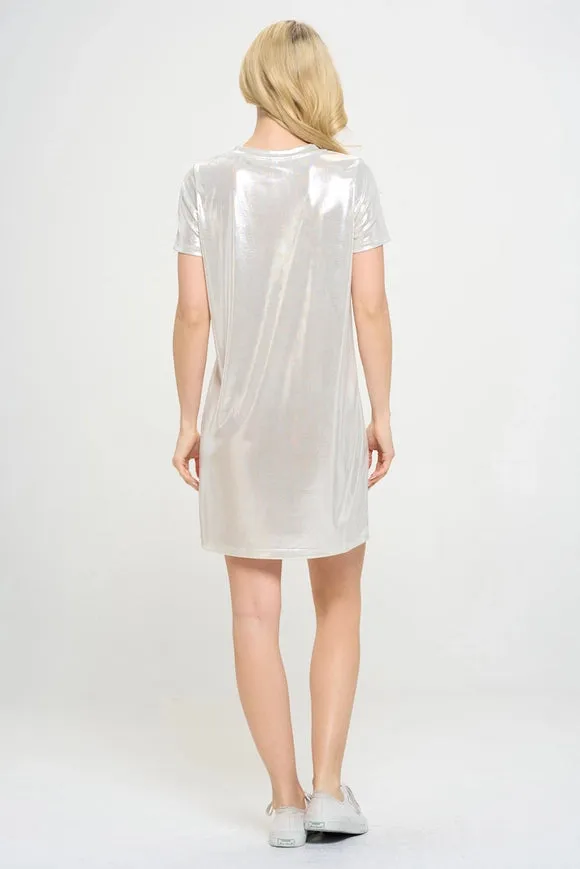 Metallic Short Sleeve Dress