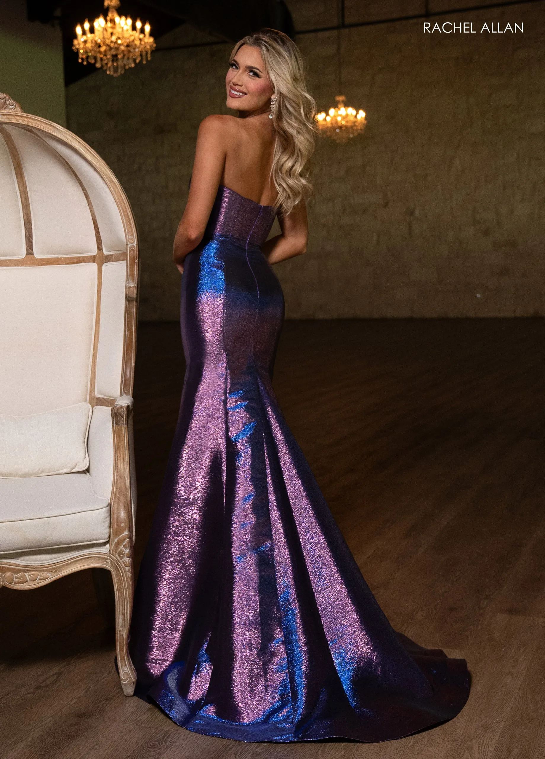 Metallic Strapless Mermaid Dress by Rachel Allan 70743