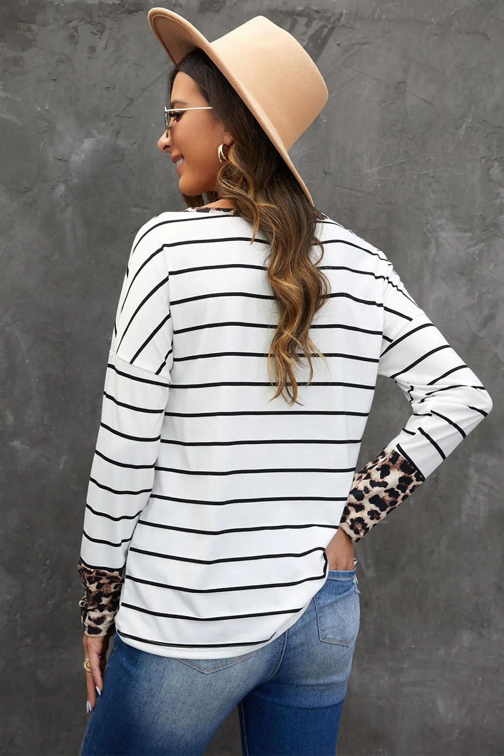 Mixed Print Henley Top